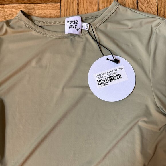 NWT Princess Polly Farro Eco-Friendly Long Sleeve Top Sage Green Sz 8 - Picture 4 of 5